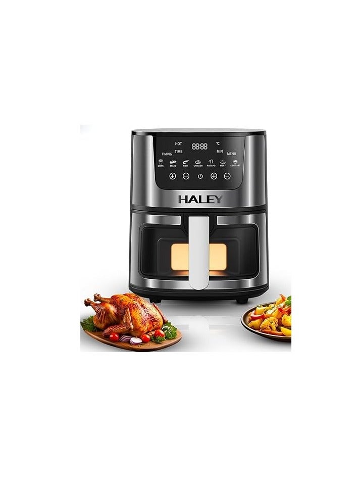 Wtrtr HALEY Air Fryer 7L with Window, 2000W stainless steel air fryer oven led touch screen oilless, ptfe free, dishwasher safe,2 Years Warranty (7L)