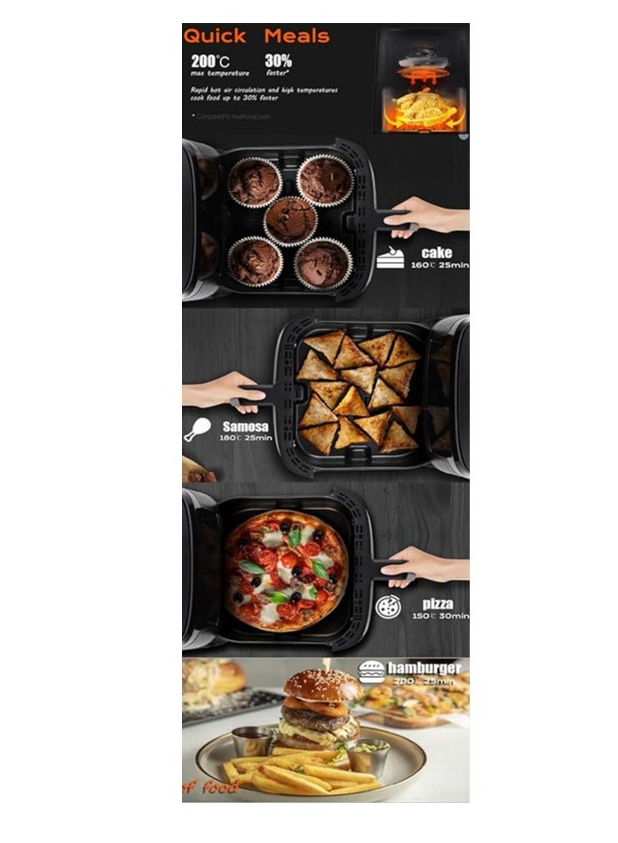 HALEY Air Fryer 10L with Window, 2000W stainless steel air fryer oven led touch screen oilless, ptfe free, dishwasher safe,2 Years Warranty (10L)