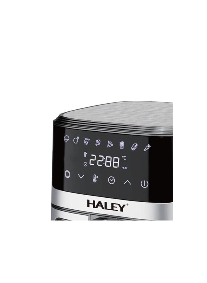 HALEY Air Fryer 10L with Window, 2000W stainless steel air fryer oven led touch screen oilless, ptfe free, dishwasher safe,2 Years Warranty (10L)