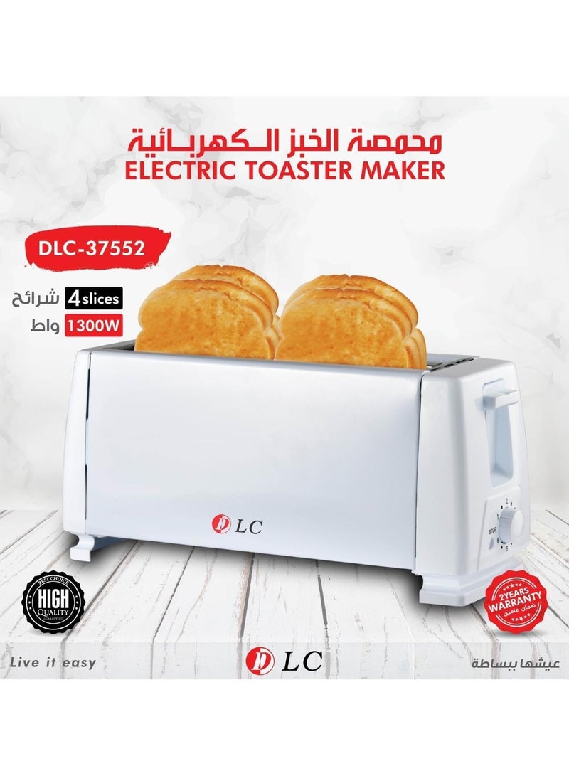 Electric Toaster Maker 4 Slices1300 Watt White