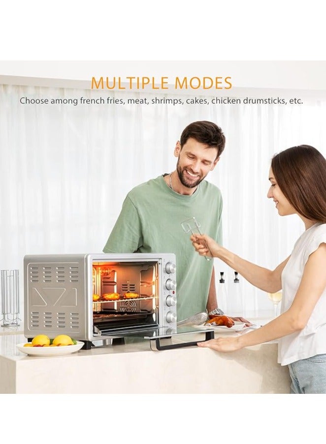 Electric Oven Toaster, 50L, 1700w Convection Rotisserie & Oven Lamp, 4 Knobs Tray, Rack, Handle, 7-Functions control.