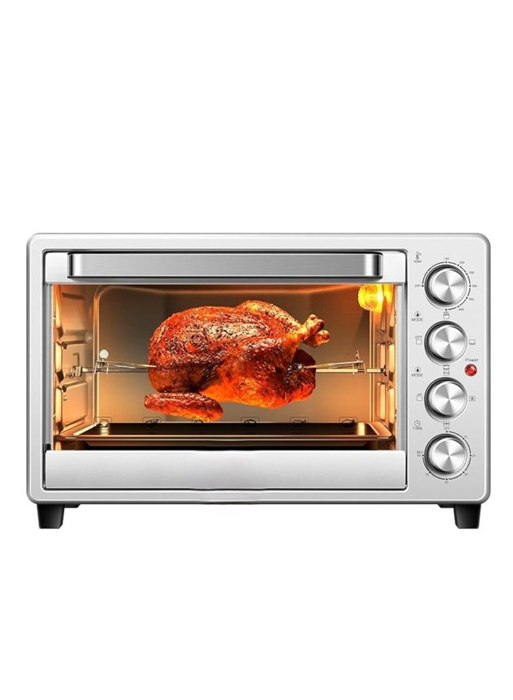 Electric Oven Toaster, 50L, 1700w Convection Rotisserie & Oven Lamp, 4 Knobs Tray, Rack, Handle, 7-Functions control.