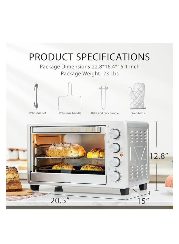 Electric Oven Toaster, 50L, 1700w Convection Rotisserie & Oven Lamp, 4 Knobs Tray, Rack, Handle, 7-Functions control.