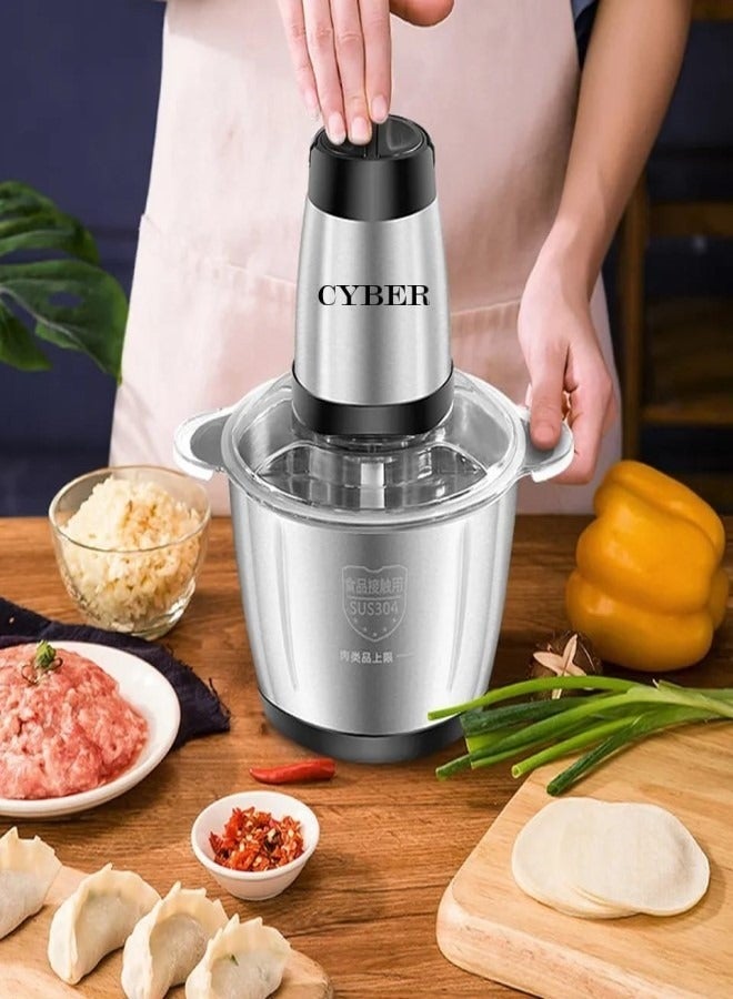 5L Food Chopper Electric Food Processer Meat Grinder Cup Glass Bowl Blender For Lean Meat Chicken Vegetables Fruits