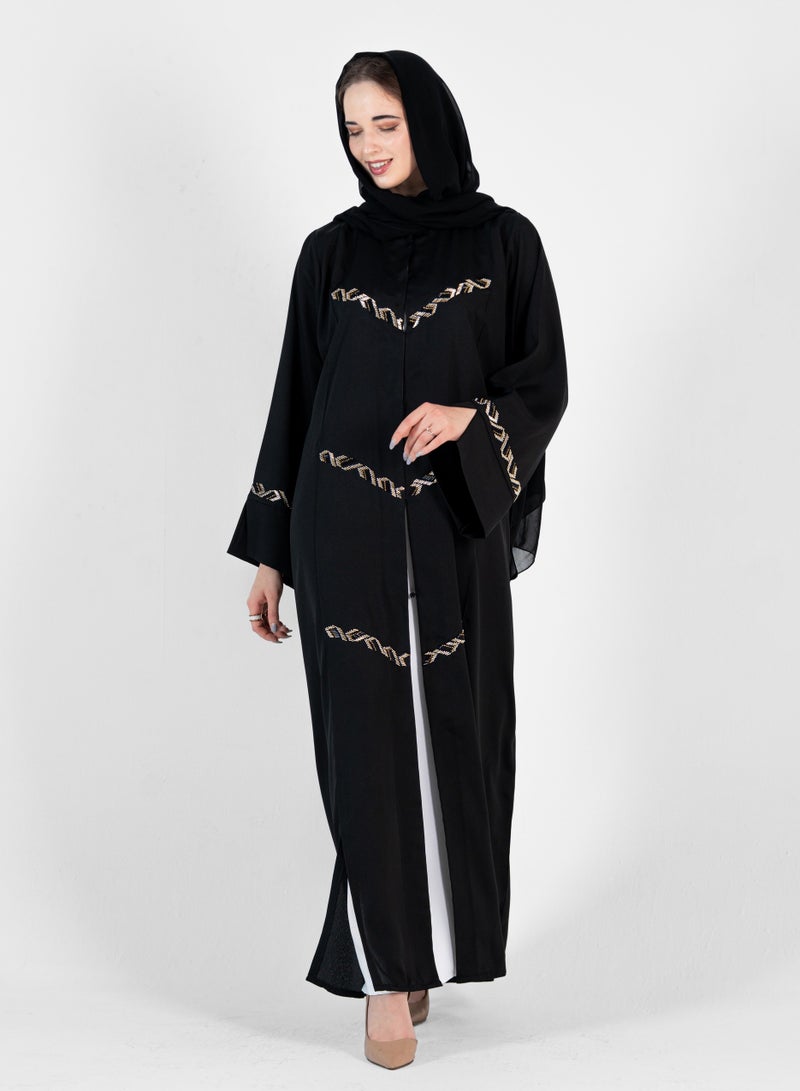 Black Abaya With Gold Embroidery