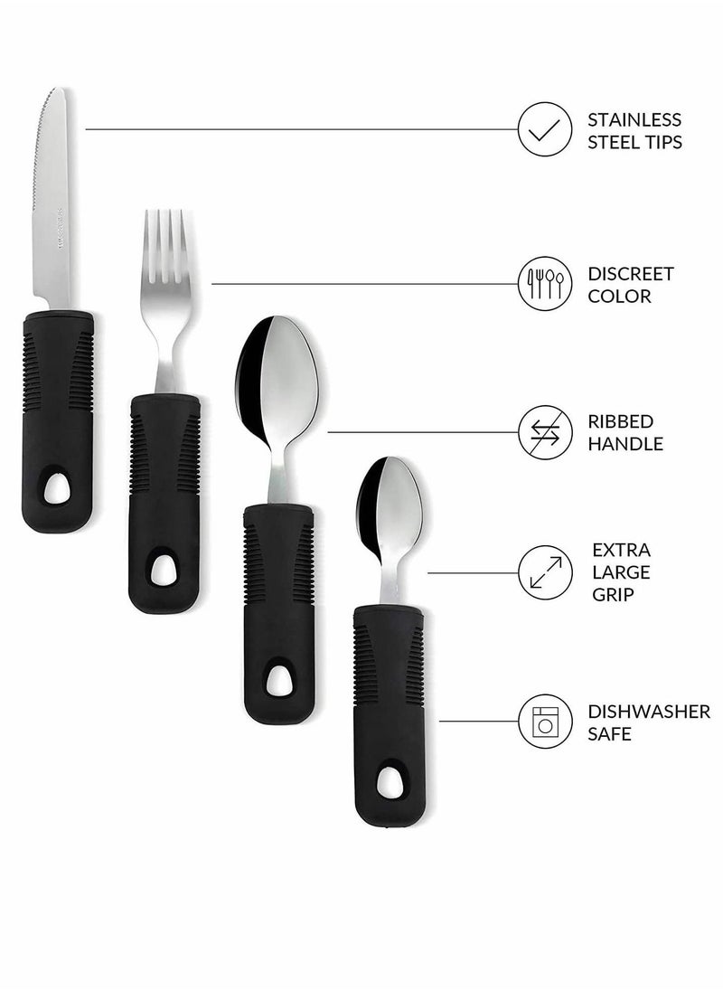 4 Piece Stainless Steel Cutlery Flatware Sets, Knife, Fork, Spoon, Tea Spoon Silver