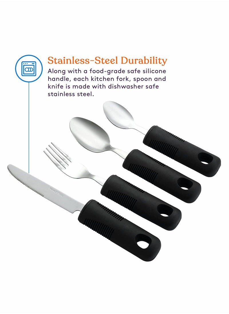 4 Piece Stainless Steel Cutlery Flatware Sets, Knife, Fork, Spoon, Tea Spoon Silver