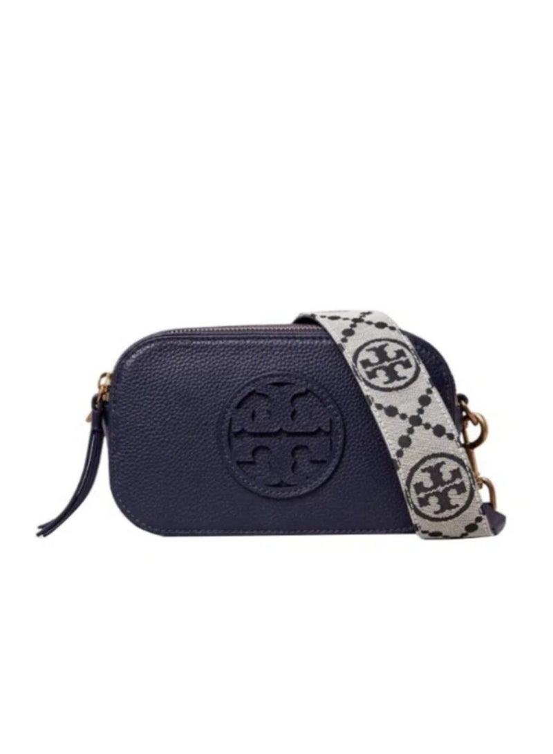 Tory Burch Miller Hardware Buckle Title Stitch Classic Print Leather Camera Bag Shoulder Bag Mini