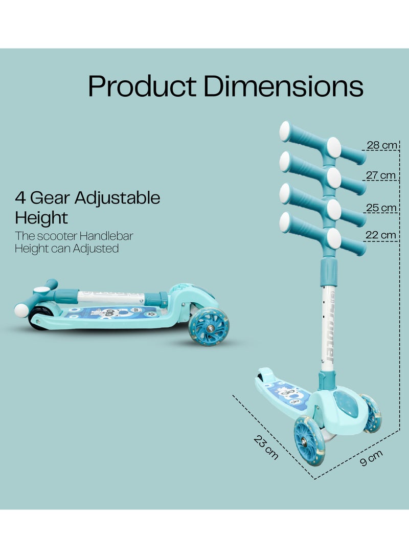 Kids' Scooter with LED Lights and 3-Level Height Adjustment - Blue