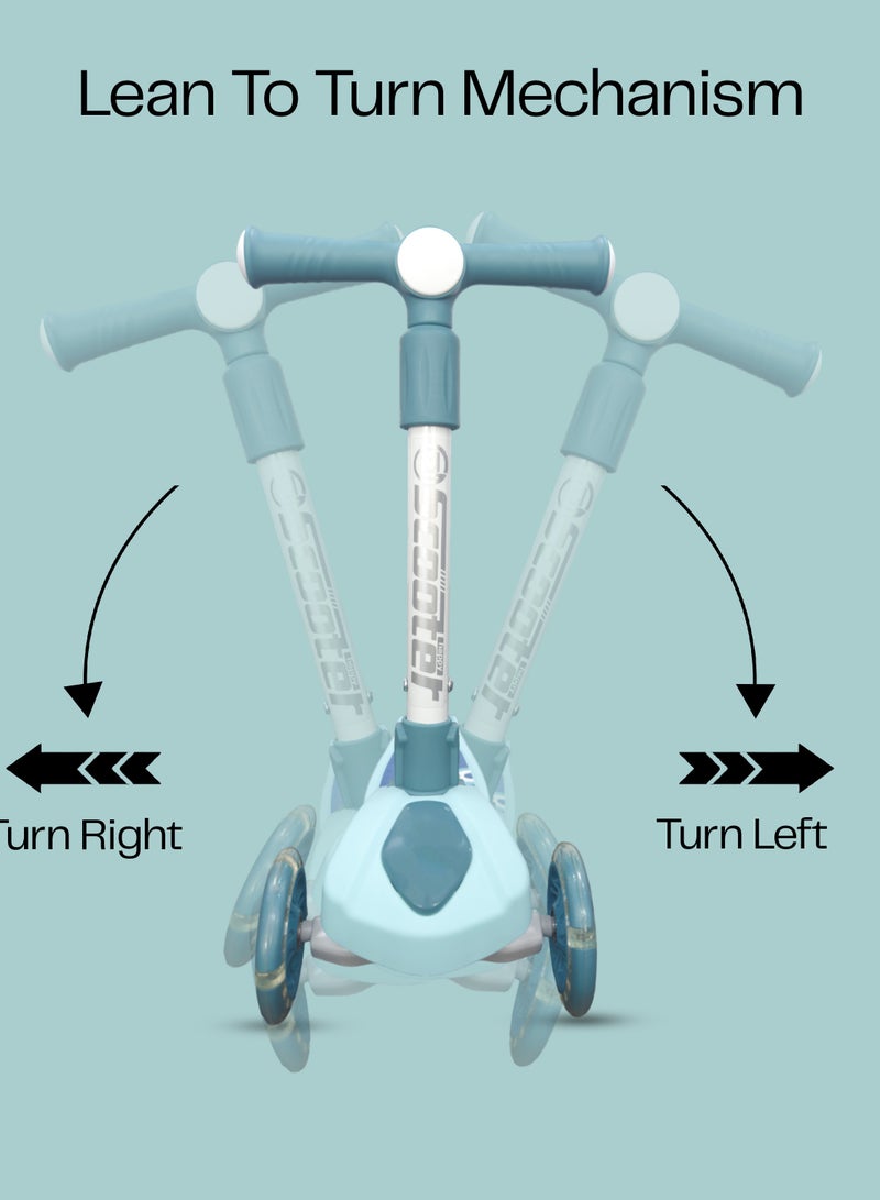 Kids' Scooter with LED Lights and 3-Level Height Adjustment - Blue