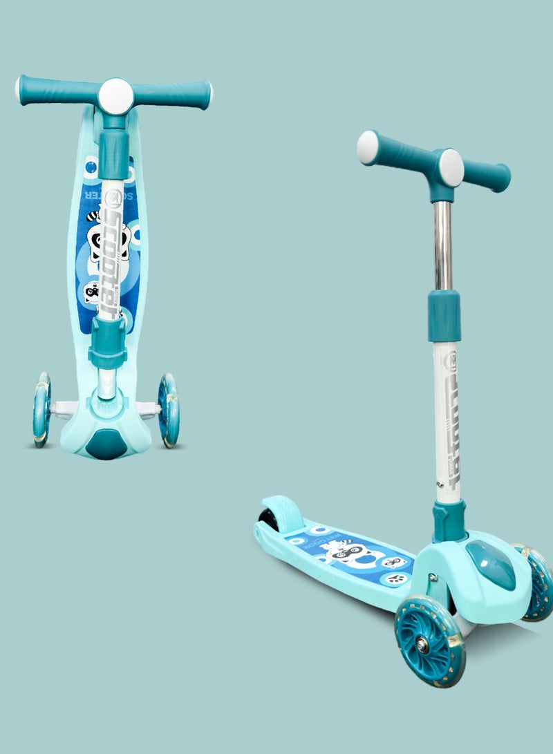 Kids' Scooter with LED Lights and 3-Level Height Adjustment - Blue