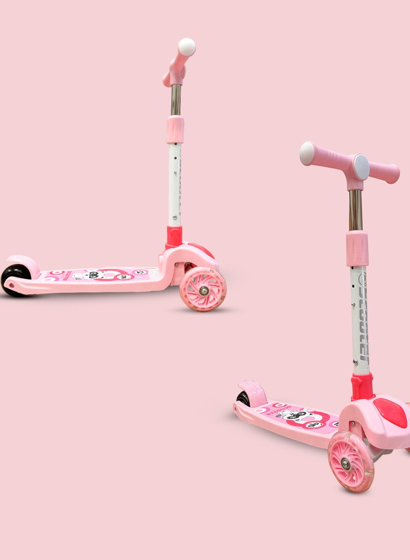 Kids' Scooter with LED Lights and 3-Level Height Adjustment - Pink