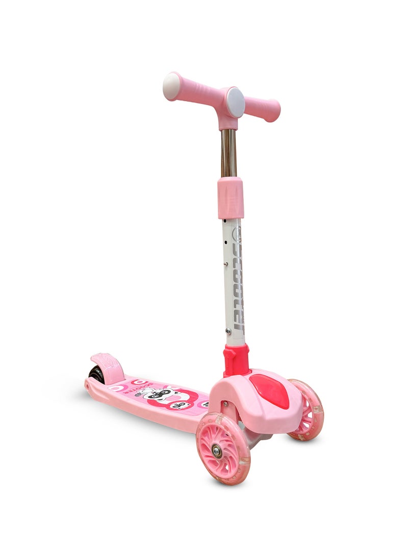 Kids' Scooter with LED Lights and 3-Level Height Adjustment - Pink