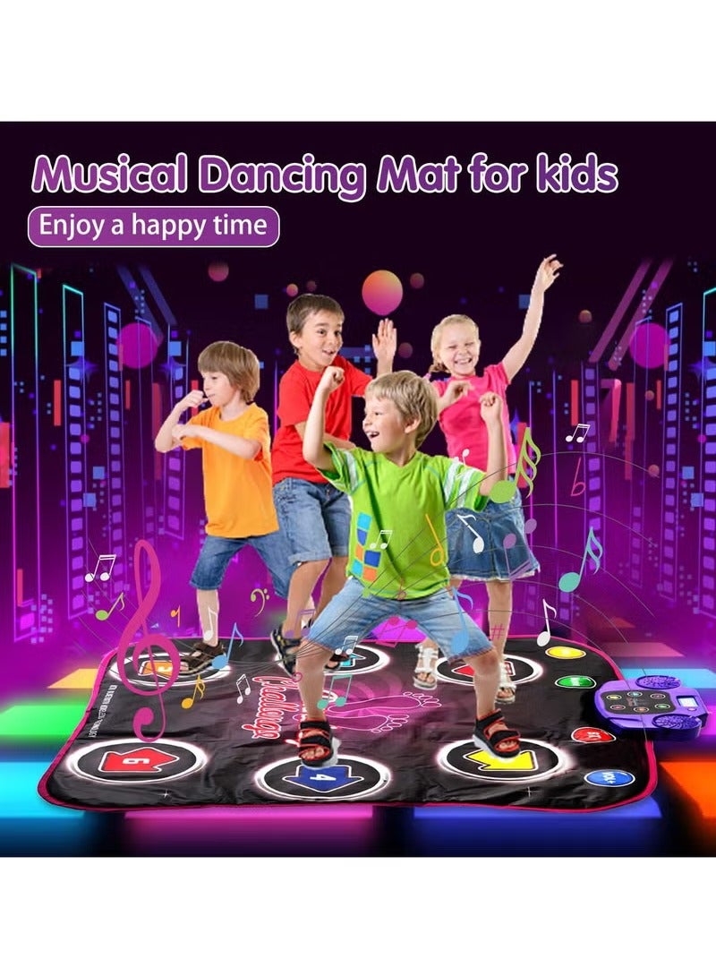 Dance Mat Toys Kids, with Light-up 6-Button Wireless Bluetooth Built in Music, Music Dance with 5 Game Modes, Dance Toys Gifts, Birthday Xmas Gifts for Kids 3 4 5 6 7 8 9 10+ Girls Boys