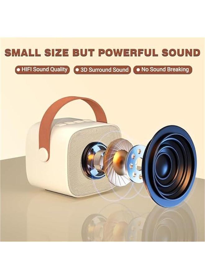 Bluetooth Speaker Karaoke for Kids Adult Karaoke Machine with 2 Wireless Microphones Portable Bluetooth Karaoke Toy for Girls and Boys Birthday Gift Family Party Entertainment (Beige)