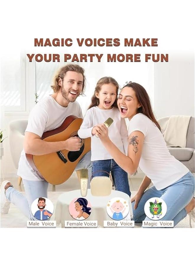 Bluetooth Speaker Karaoke for Kids Adult Karaoke Machine with 2 Wireless Microphones Portable Bluetooth Karaoke Toy for Girls and Boys Birthday Gift Family Party Entertainment (Beige)