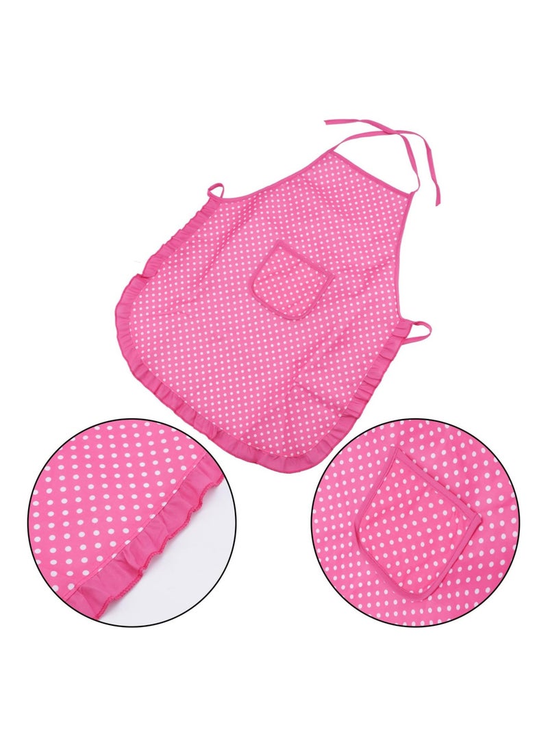 11-Piece Polka Dot Kids Kitchen Cooking Play With Apron And Chef Hat Set 40x38x2cm