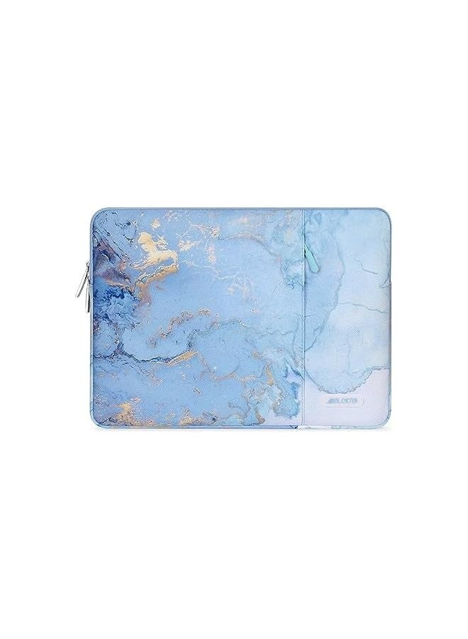 Laptop Sleeve Case Compatible with MacBook Air/Pro, 13-13.3 inch Notebook, Compatible with MacBook Pro 14 inch 2021 2022 M1 Pro/Max A2442, Polyester Vertical Watercolor Marble Bag, Blue