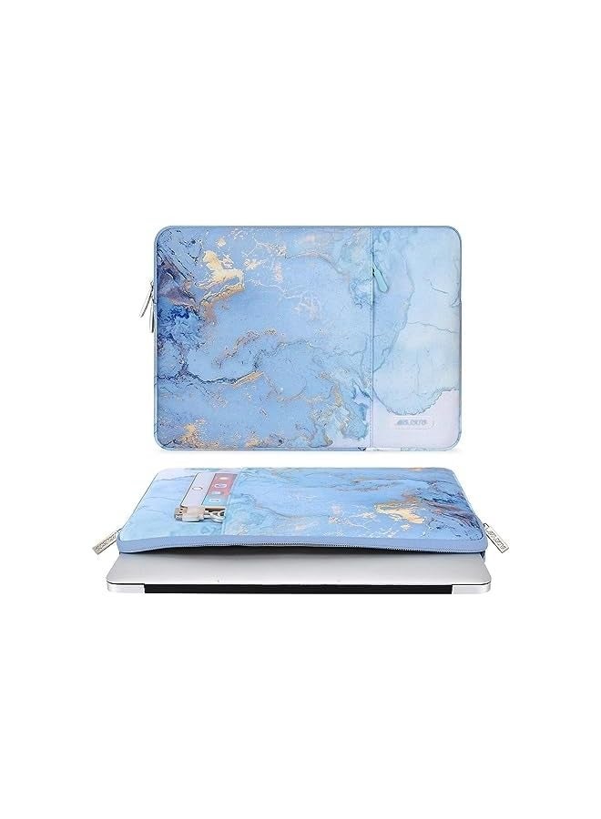 Laptop Sleeve Case Compatible with MacBook Air/Pro, 13-13.3 inch Notebook, Compatible with MacBook Pro 14 inch 2021 2022 M1 Pro/Max A2442, Polyester Vertical Watercolor Marble Bag, Blue