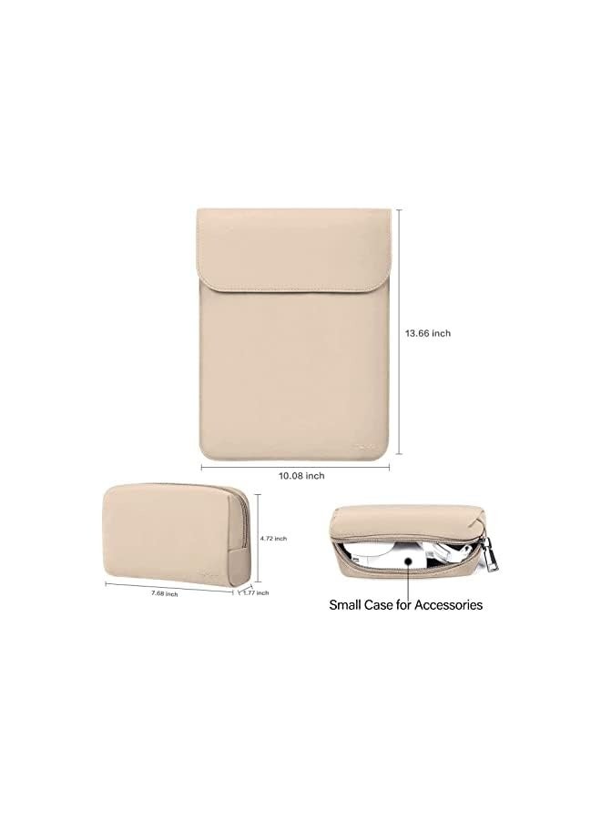 Laptop Sleeve Compatible with MacBook Air 13 M3 A3113 M2 A2681 M1 A2337 A2179 A1932/Pro 13 M2 M1 A2338 A2251 A2289 A2159 A1989 A1706 A1708, Faux Suede Leather Case with Small Bag, Apricot