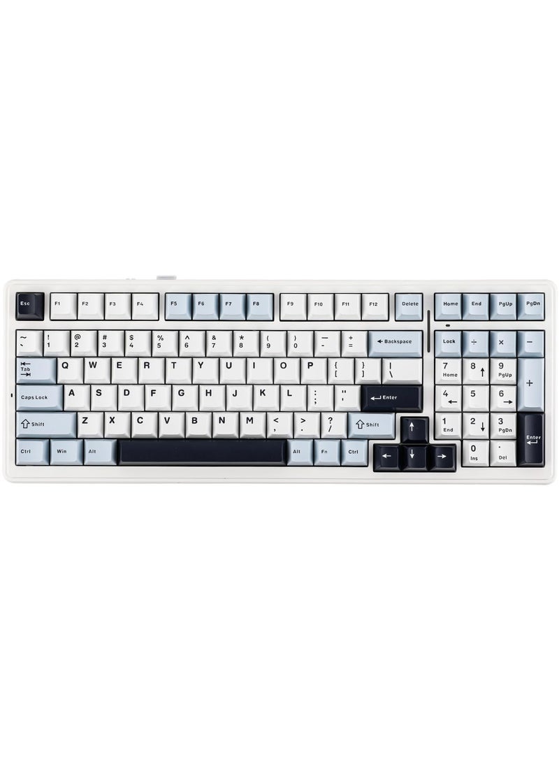 F99 Wireless Mechanical Keyboard, Hot Swappable Gasket Custom Gaming Keyboard with Five-Layer Padding, Bluetooth/2.4GHz/USB-C, 8000mAh Battery (White Blue, Graywood V3 Switch)