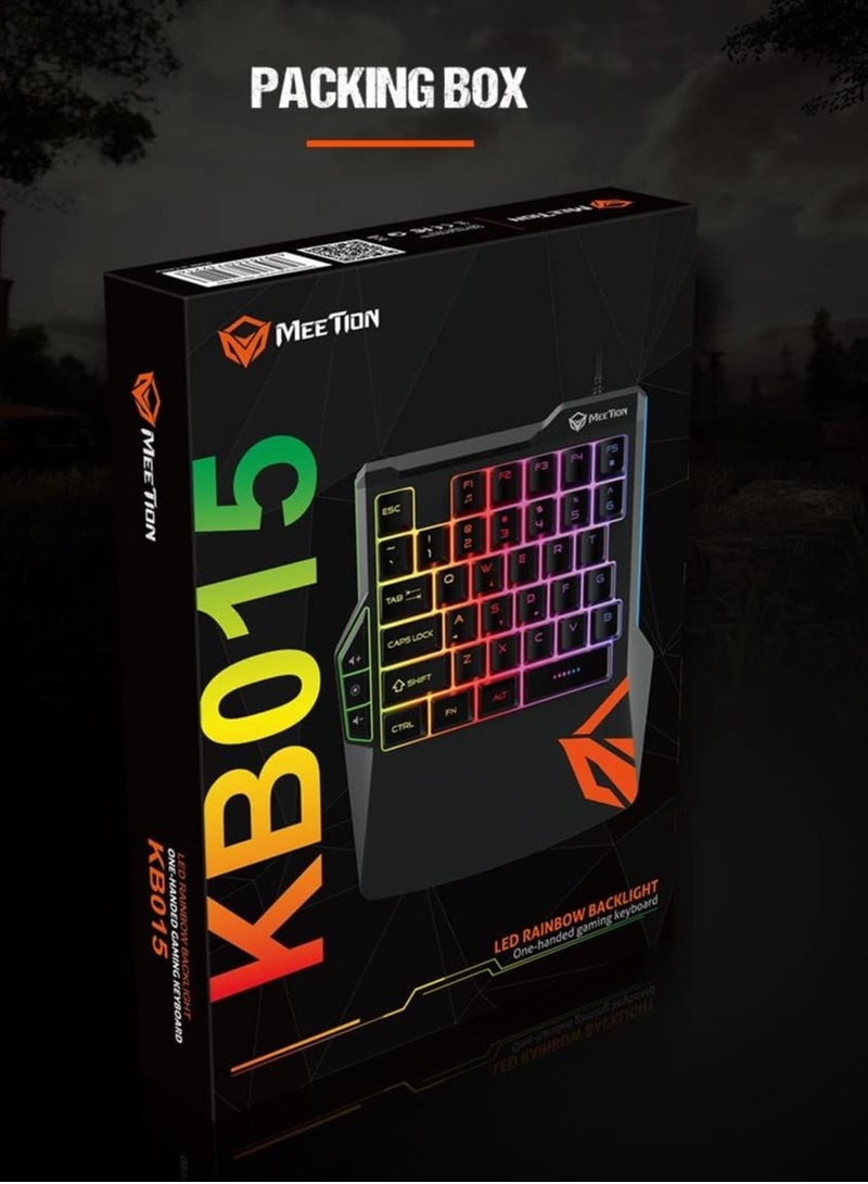 Meetion MT-KB015 Left One-Handed Rainbow Backlit Gaming Keyboard ,BLACK