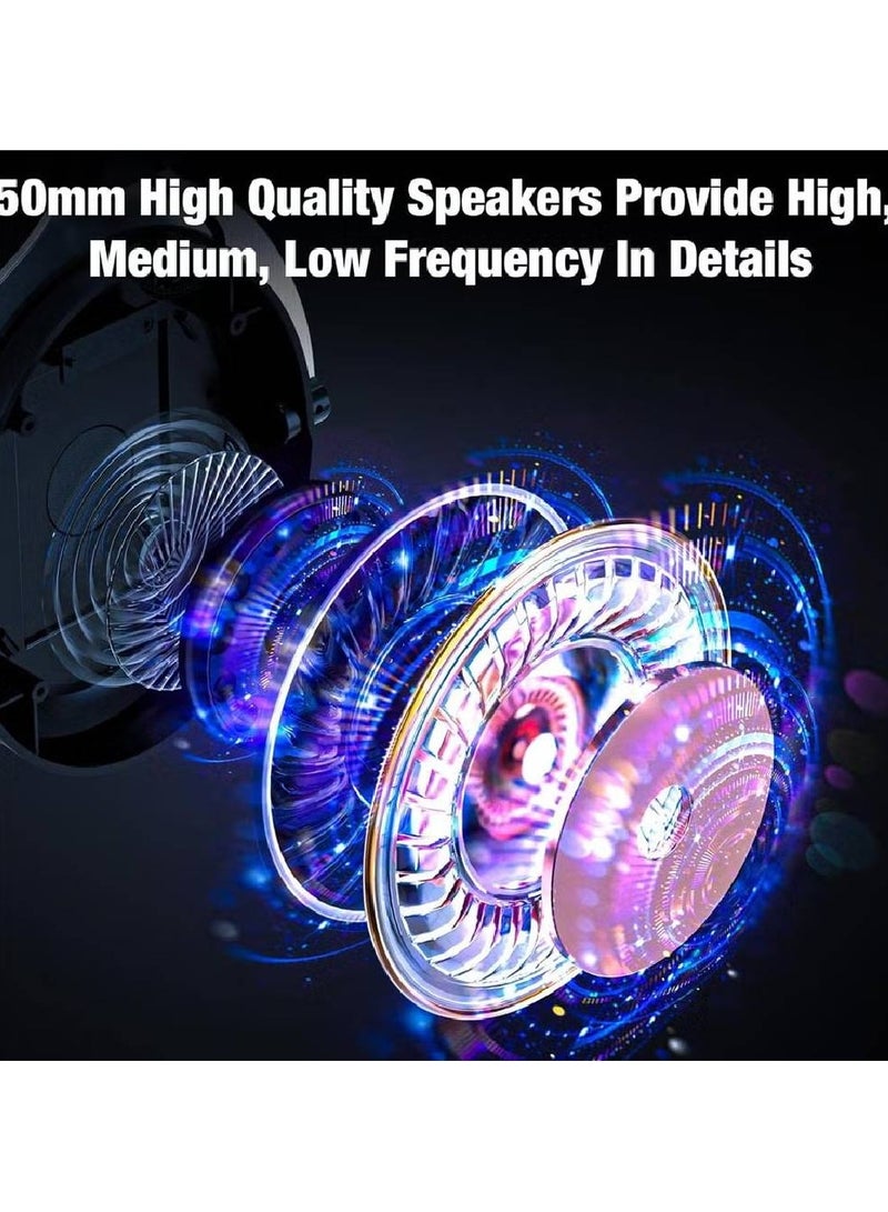 Wired Gaming Headsets RGB LED Headphones w/Mic for PS5/PS4 Black Silver