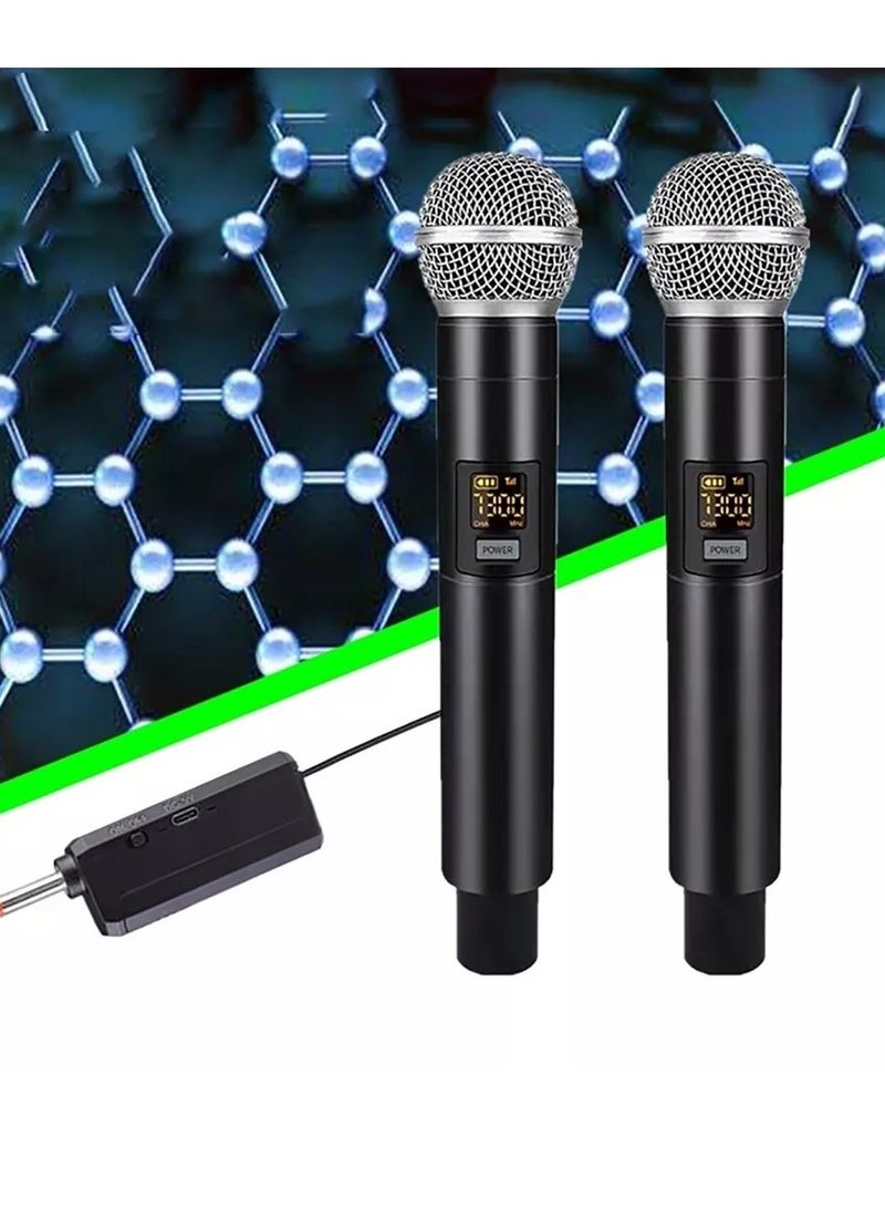 Wireless Dual Microphone Professional Transmitter and Receiver System Universal