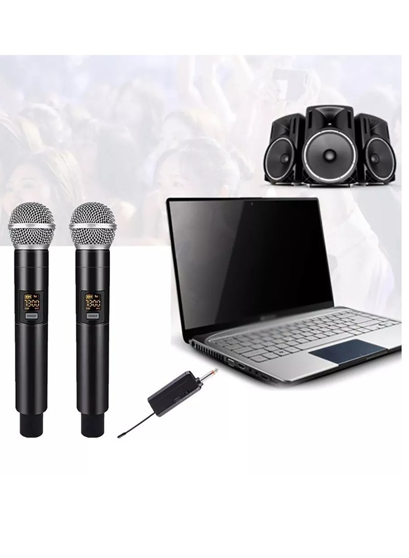 Wireless Dual Microphone Professional Transmitter and Receiver System Universal