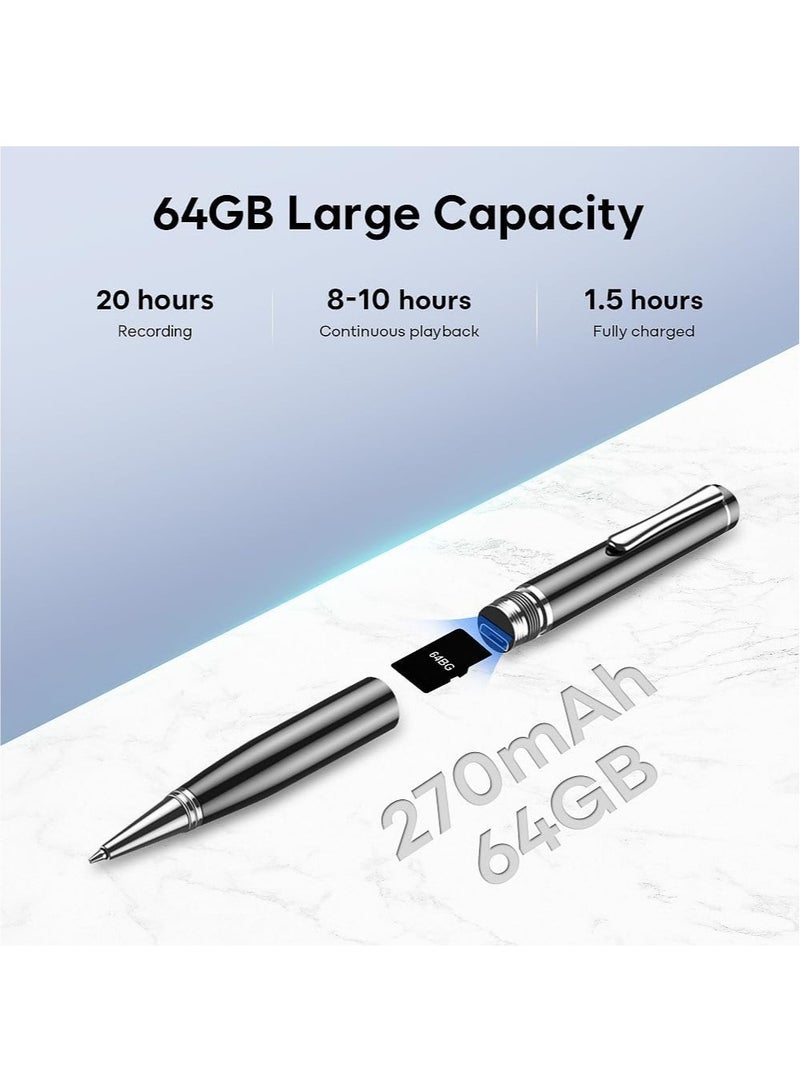 64GB Digital Voice Recorder - Voice Activated Recorder with Playback, Professional Audio Recorder for Lecture/Meeting/Course, Portable Audio Recorder Transfer File to Computer (Black)