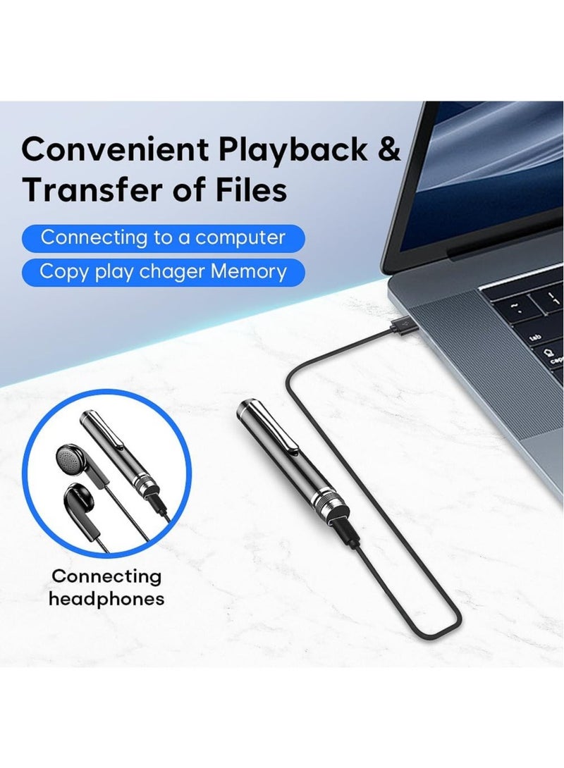 64GB Digital Voice Recorder - Voice Activated Recorder with Playback, Professional Audio Recorder for Lecture/Meeting/Course, Portable Audio Recorder Transfer File to Computer (Black)
