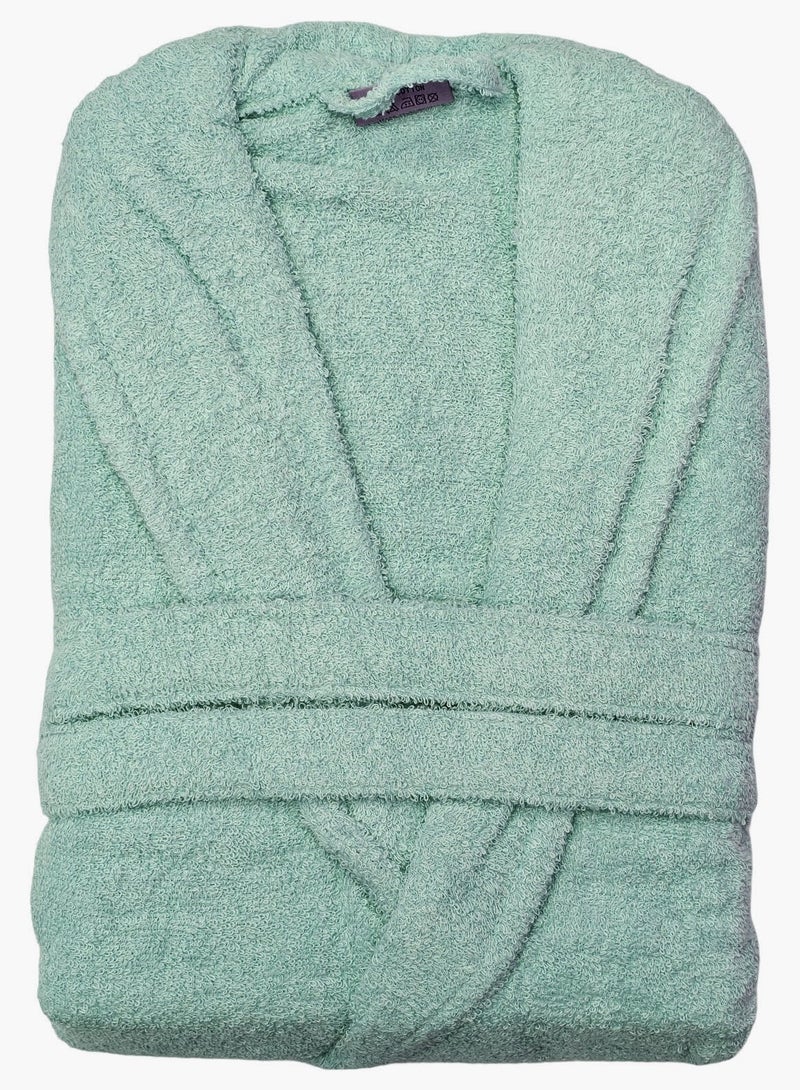 Turkish Cotton Bathrobe Terry Unisex with Dual Pockets, Belt and Shawl Collar Cyan One Size