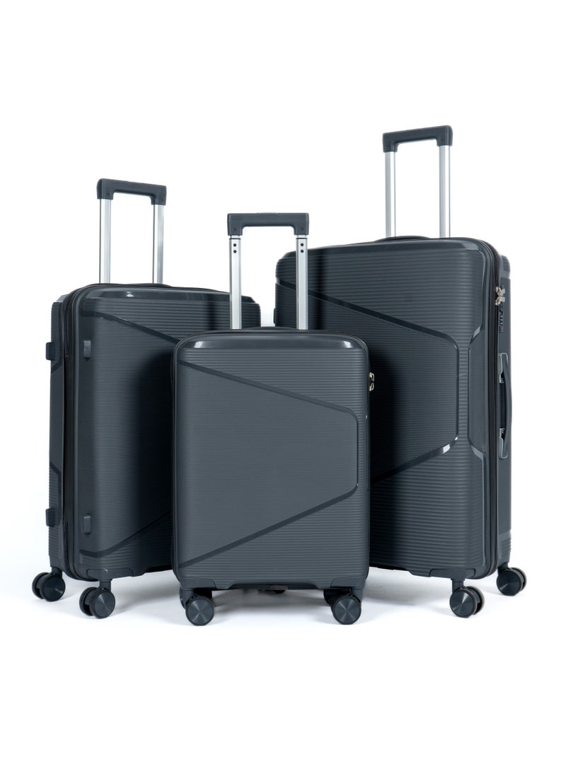 Unbreakable Travel Luggage Set with Hand Carry Trolley and Suitcases Featuring Double Spinner Wheels