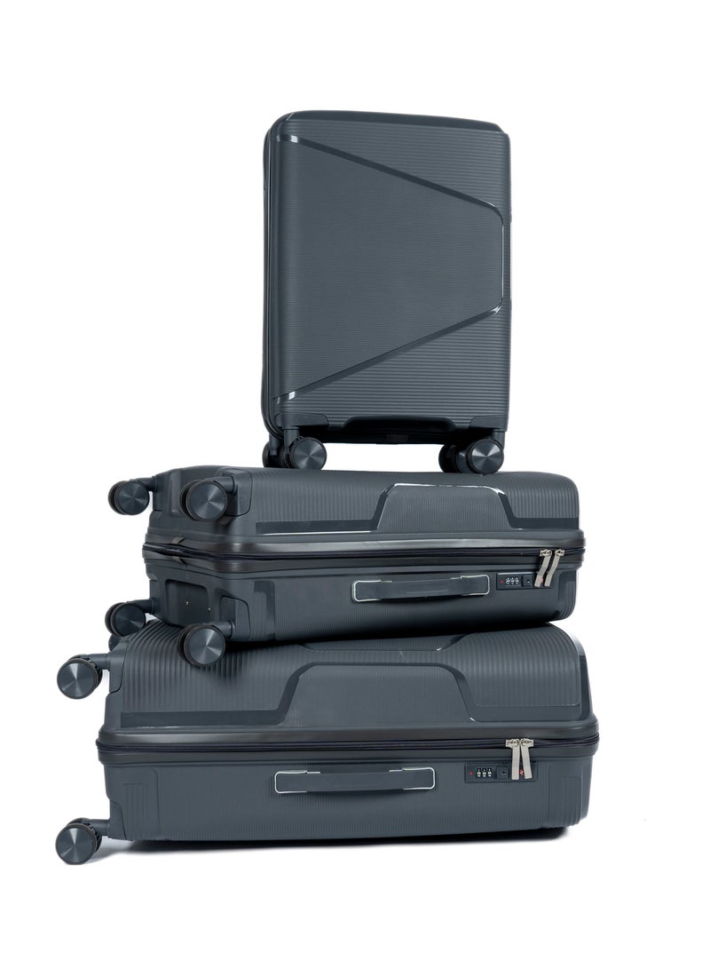 Unbreakable Travel Luggage Set with Hand Carry Trolley and Suitcases Featuring Double Spinner Wheels