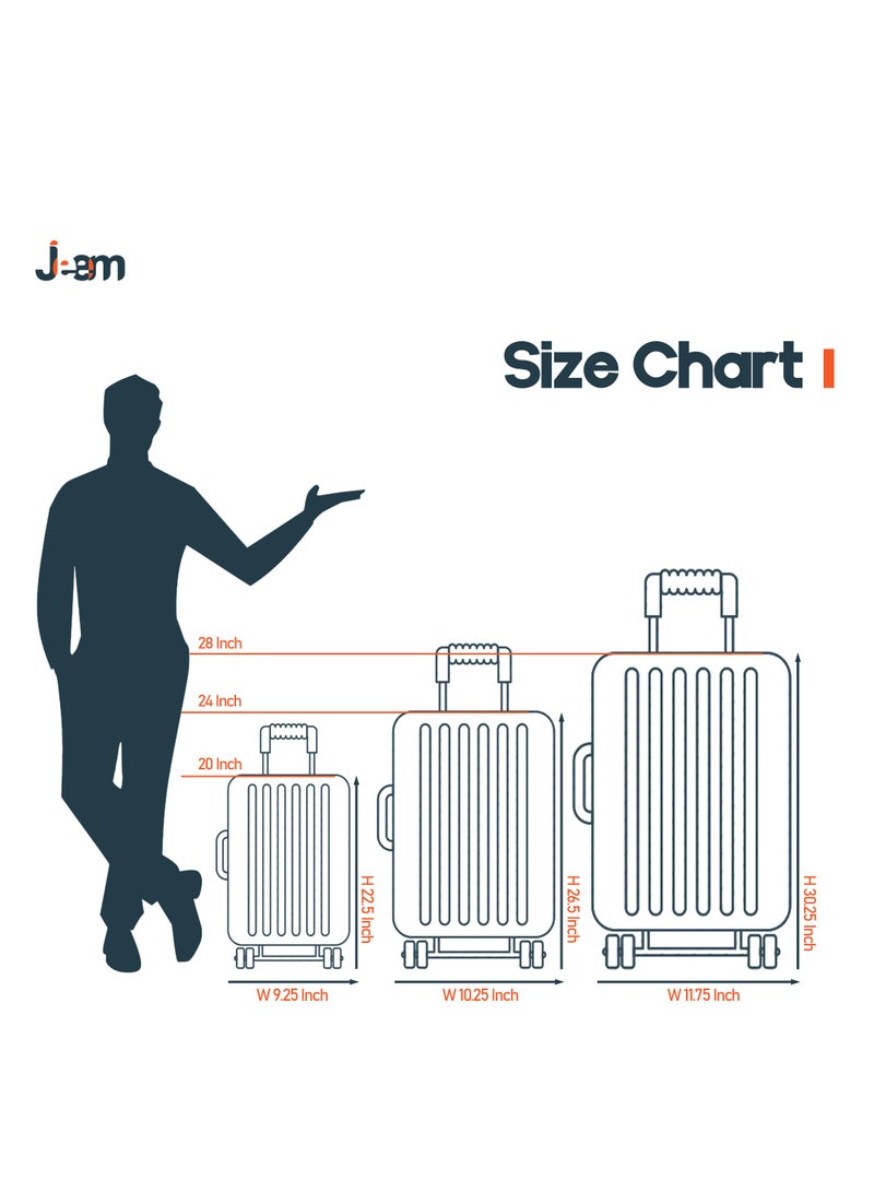 Unbreakable Travel Luggage Set with Hand Carry Trolley and Suitcases Featuring Double Spinner Wheels