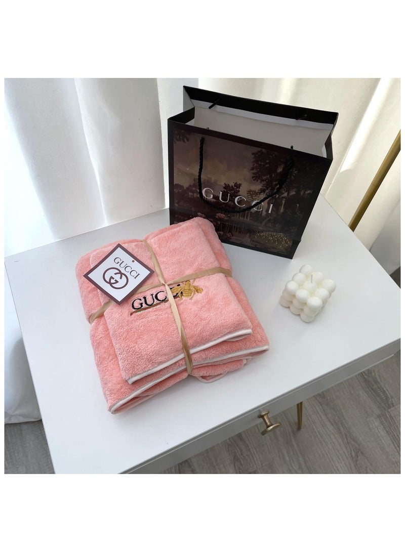 2 In 1 Towel Set Soft And Comfy Towel Set Bath Towel 70*145 Cm Face Towel 35*35 Cm  4 Set  - Beige, Lightblue, Pink And Yellow