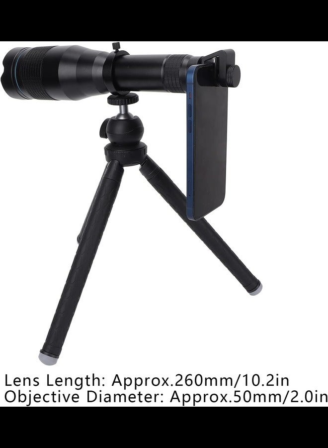 High Power 60X HD Telephoto Lens 650‑700mm Length External Zoom Lens with Phone Tripod for Smartphone Lens Attachment