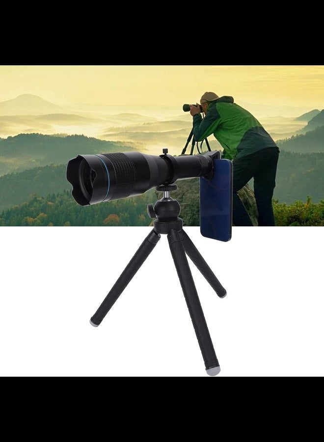 High Power 60X HD Telephoto Lens 650‑700mm Length External Zoom Lens with Phone Tripod for Smartphone Lens Attachment