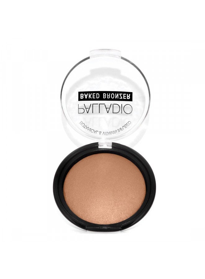 Palladio Baked Bronzer, Highly Pigmented and Easy to Blend, Shimmery Bronzed Glow, Use Dry or Wet, Lasts all day long, Provides Rich Tanning Color Finish, Powder Compact, Caribbean Tan