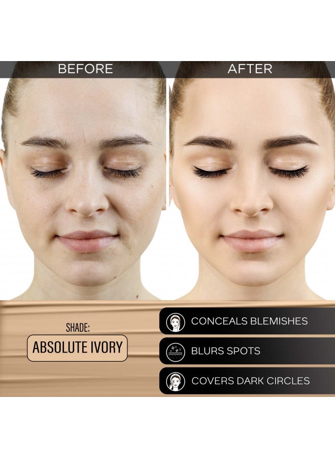 FACESCANADA All Day Hydra Matte Foundation with SPF 30 - Absolute Ivory | 3-in-1 Foundation Moisturizer Sunscreen | Oil Free with Vitamin C | 0.85 Fl oz (25ml)