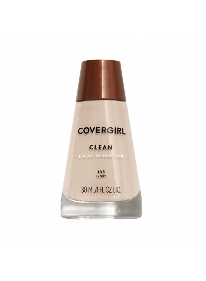 COVERGIRL Clean Makeup Foundation Normal Skin Ivory 105, 1 oz (packaging may vary)