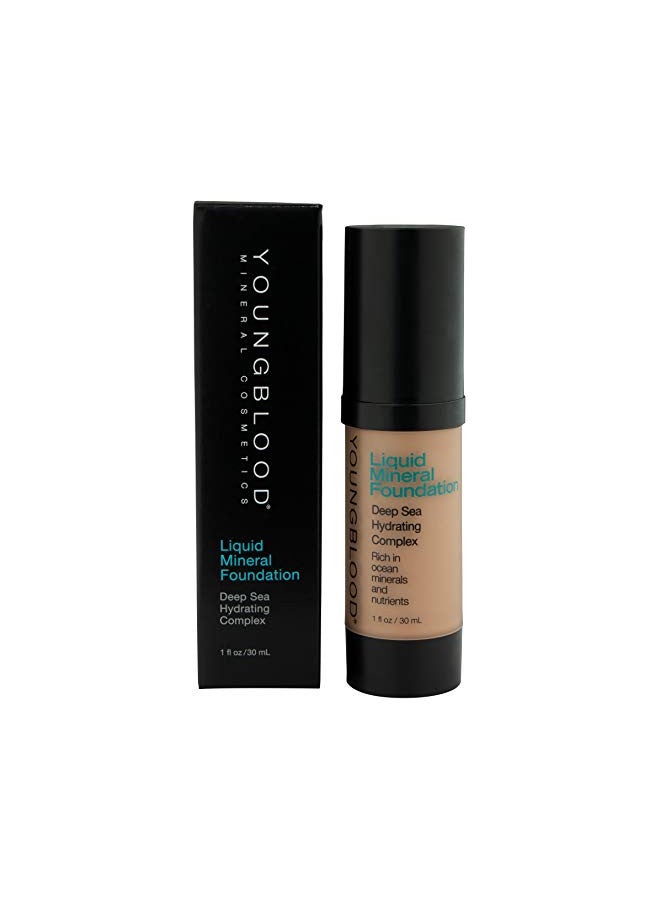 Youngblood Mineral Cosmetics Liquid Mineral Foundation, Golden Sun (Old Version) | Full Coverage Mineral Lightweight Makeup | Vegan, Cruelty Free, Paraben Free