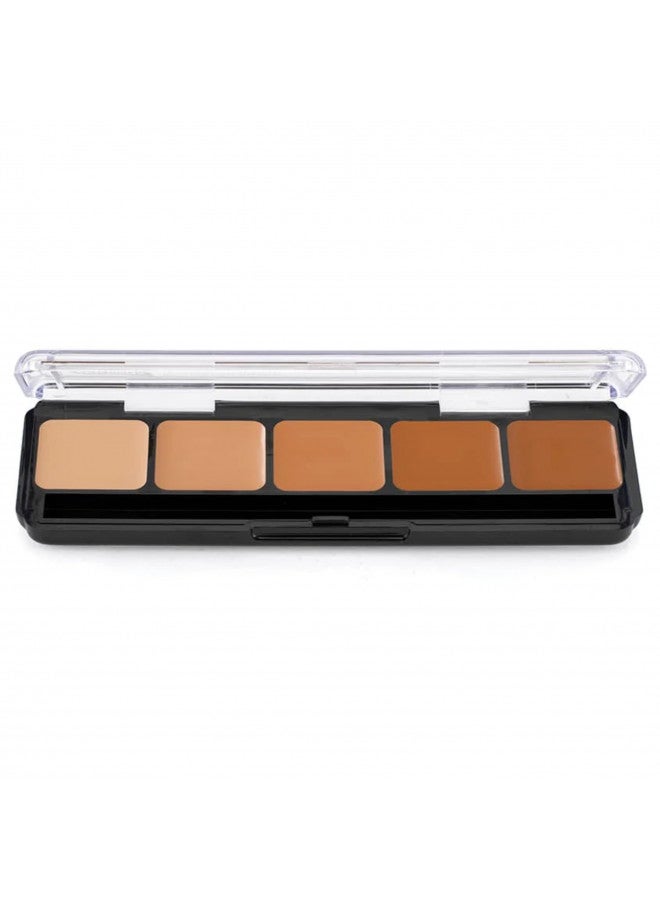 Graftobian HD Glamour Crème Foundation Palette (Warm #2) - High Definition 5 Color Makeup Palette, Cream Based Foundation Concealer and Contour Palette, Full Coverage - Medium Warm Skin Shades