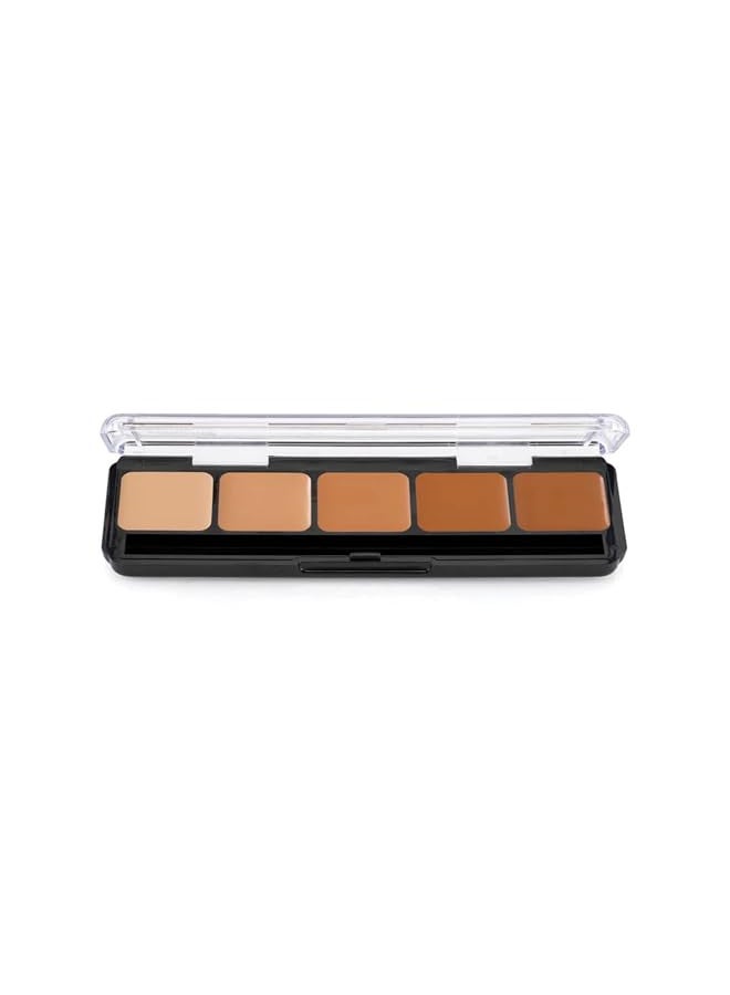 Graftobian HD Glamour Crème Foundation Palette (Warm #2) - High Definition 5 Color Makeup Palette, Cream Based Foundation Concealer and Contour Palette, Full Coverage - Medium Warm Skin Shades