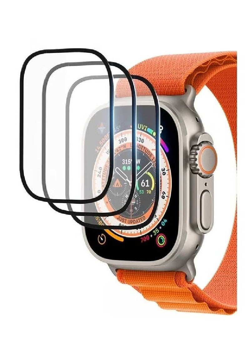 3Pack for Apple Watch Ultra 49mm Screen Protector Tempered Glass 9H Anti-Scratch Full Coverage Transparent HD Film Clear