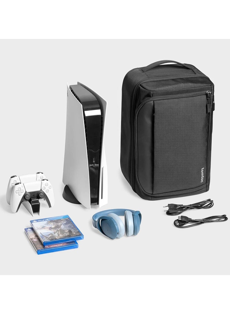 Travel Backpack for PS5/ PS5 Pro Console, Accessories, Eco-Friendly Protective Carrying Case Storage Bag Compatible with Sony PlayStation 5 Console, Headset, 2 Game Discs, PS5 Controller, Charging Station