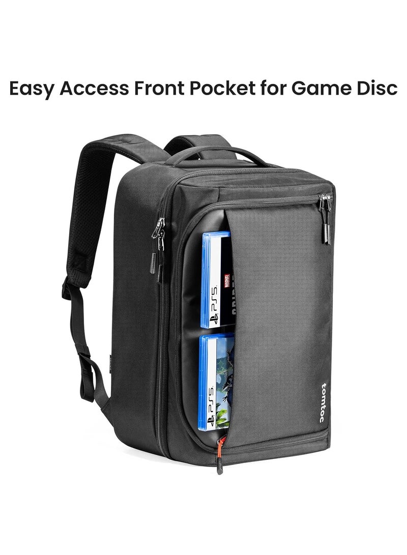 Travel Backpack for PS5/ PS5 Pro Console, Accessories, Eco-Friendly Protective Carrying Case Storage Bag Compatible with Sony PlayStation 5 Console, Headset, 2 Game Discs, PS5 Controller, Charging Station