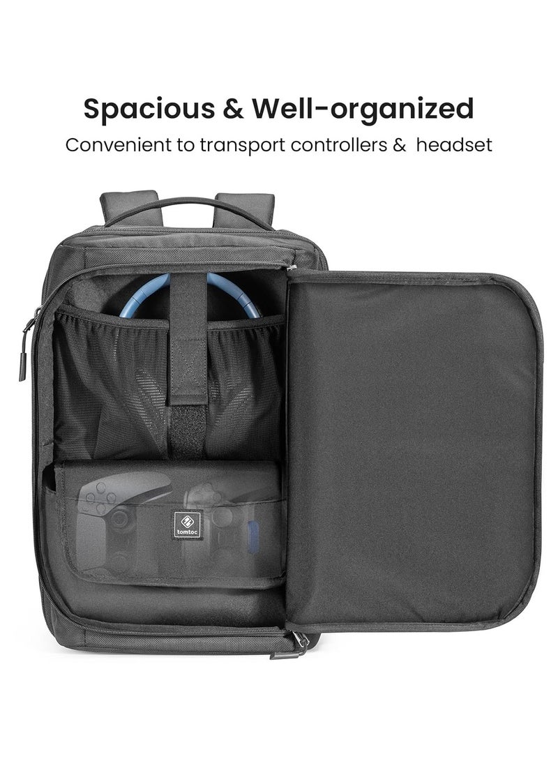 Travel Backpack for PS5/ PS5 Pro Console, Accessories, Eco-Friendly Protective Carrying Case Storage Bag Compatible with Sony PlayStation 5 Console, Headset, 2 Game Discs, PS5 Controller, Charging Station