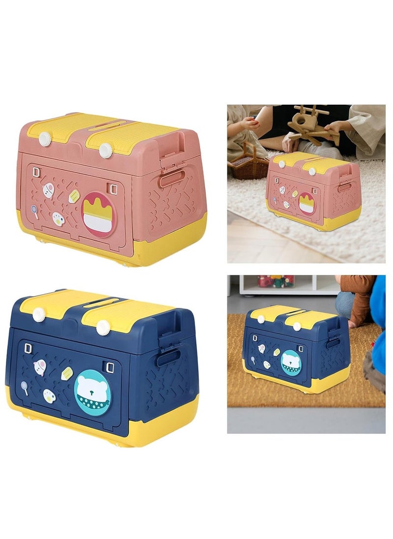 Toy Storage Box with Wheels Multipurpose Portable Storage Case Container Cute for Games Book Puzzles Kids Bedroom Nursery Room