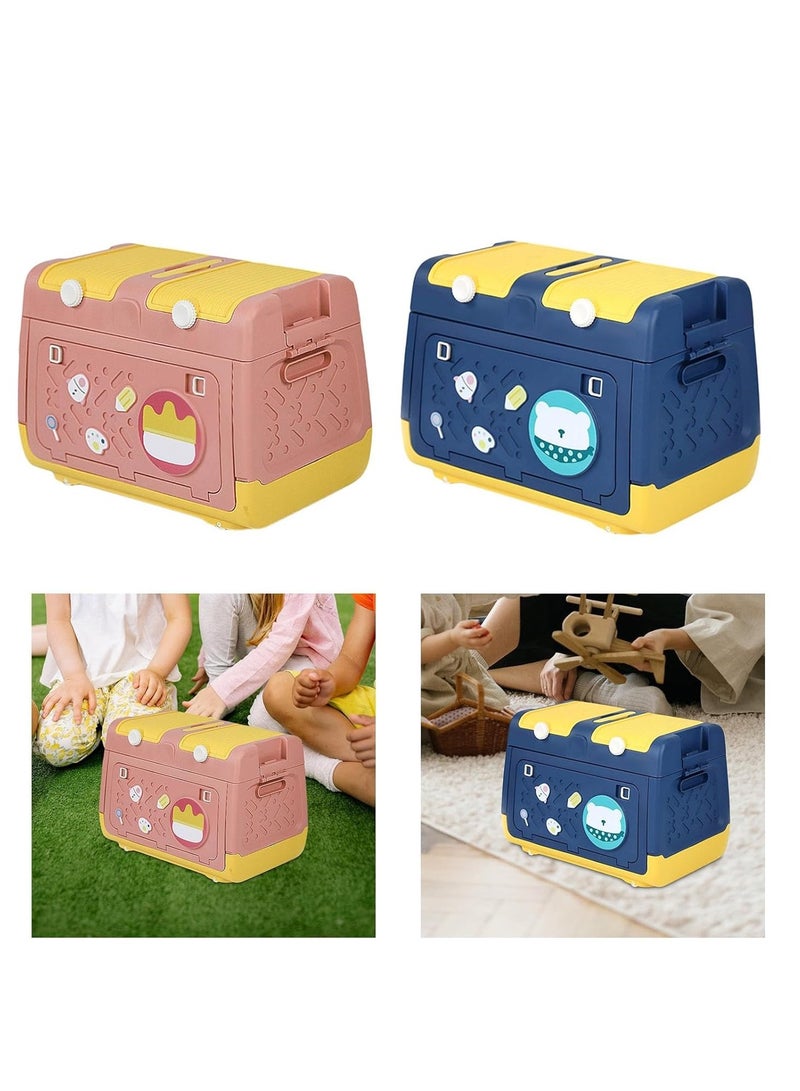 Toy Storage Box with Wheels Multipurpose Portable Storage Case Container Cute for Games Book Puzzles Kids Bedroom Nursery Room